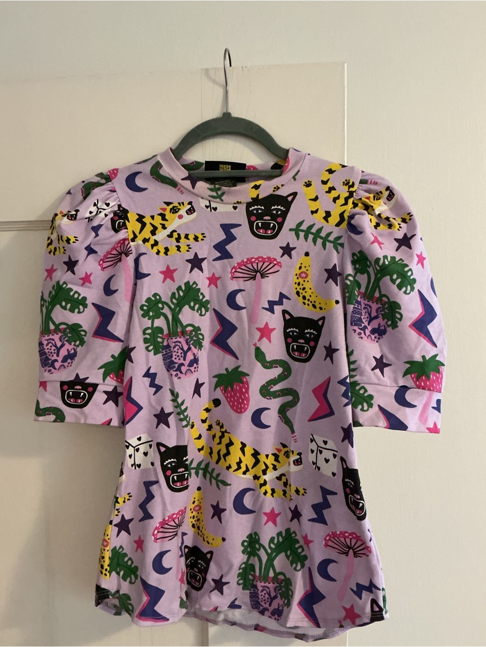 Nooworks Lilac Graphic Puff-Sleeve Top